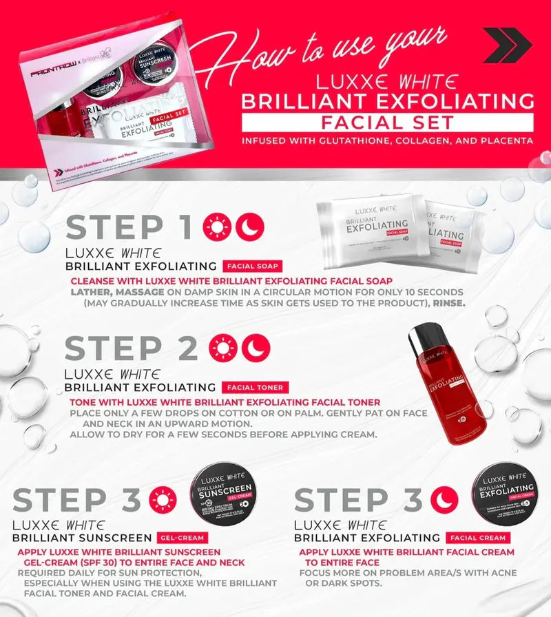 Luxxe White Brilliant Rejuv Exfoliating set Skincare Comfort Rejuvenating Anti Aging Skin Repair